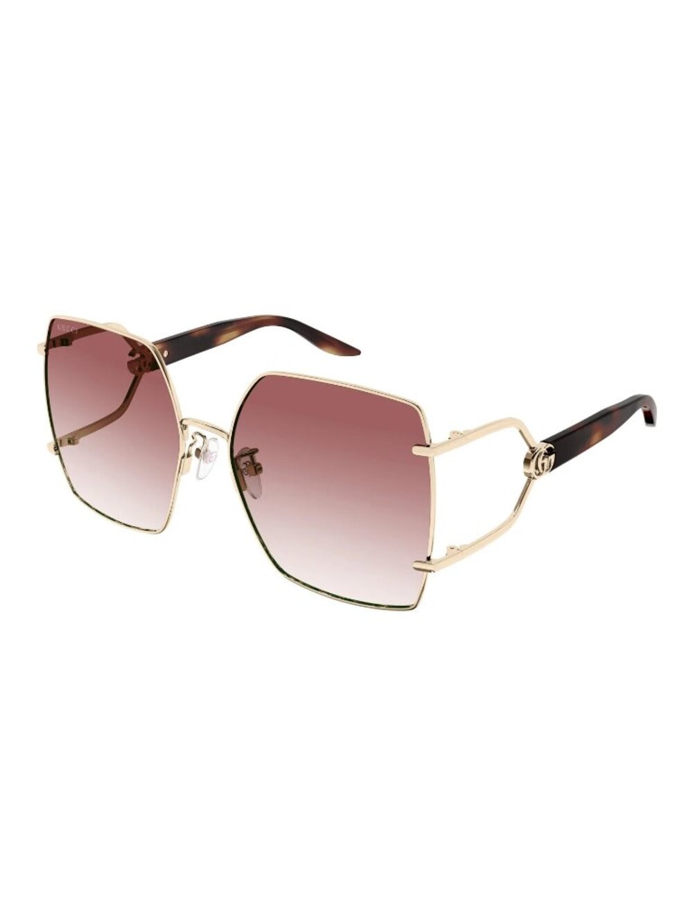 NEW GG1564SA 004 GUCCI SUNGLASSES, GOLD/PINK OVERSIZED WOMEN GUCCI EYEWEAR